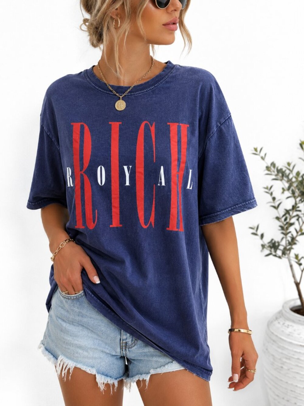 Washed‎ Graphic Tee Blue Y2K Streetwear Skater Grunge Shirt